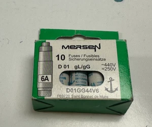 Ferraz Shawmut Mersen D01GG44V6 Fuse D01 Type 6A/440V (Box of 10) - New - Picture 1 of 5