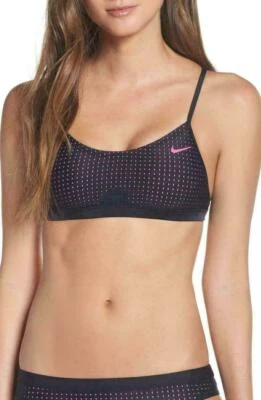 Nuevo con etiquetas Top de bikini Nike Sport de malla espalda cruzada talla XS negro rosa Foto 1 de 2