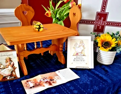 Pleasant Company Kirsten TRESTLE TABLE & CHAIRS  Wood Furniture In White Box KF - Image 1 of 4