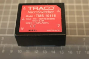 Intercambio de CC Fuente de alimentación TRACO TMS 10115 Entrada 115-230VAC Salida .+15V 0,7A - Imagen 1 de 1