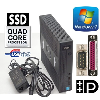 Mini Pc Win 7 Dell Wyse Zx0q Quadcore Cpu 64Gb Ssd Hard Drive Lpt Rs-232 V290-W7 - Image 1 of 2