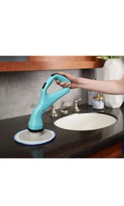 6-Piece Compact Cordless Power Scrubber with Cleaning Attachments - Teal - New - Picture 1 of 5