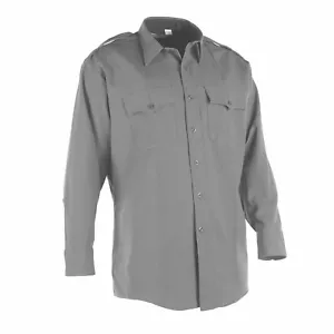 FLYING CROSS 35W54 MENS COMMAND DURO POPLIN 17.5/34 LONG SLEEVE SILVER /LT GRAY - Picture 1 of 2