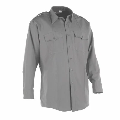 FLYING CROSS 35W54 MENS COMMAND DURO POPLIN 15.5X34 LONG SLEEVE SILVER / GRAY - Image 1 of 2