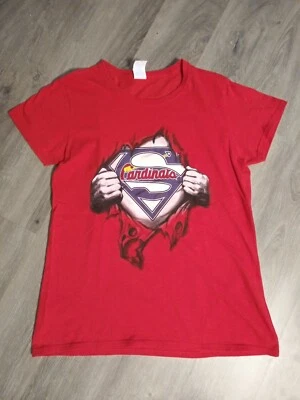 St Louis Cardinals MLB DC Superman Red T-shirt Youth SzL PO  - Image 1 of 4