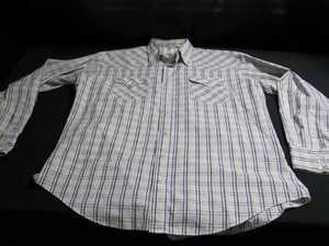 Mens Vtg 80s Ruddock Western Shirt 18 1/2 Plaid Shirt Pearl Snaps ~ 8664 - Picture 1 of 6