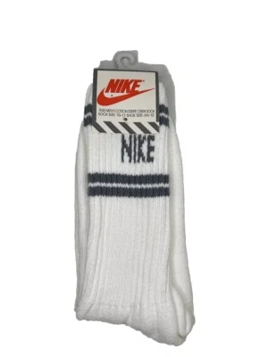 Vintage Nike Socks Gray Orlon Acrylic Logo Crew Size 10-13 NOS 80's Striped USA - Image 1 of 4