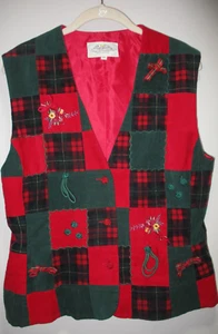 Vintage Christmas Vest Plaid Susan Bristol Traditions SIZE M PRE-OWNED - Picture 1 of 4