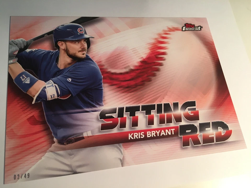 2018 Topps Finest Sitting Red Jumbo 5x7 Kris Bryant Cubs 01/49 - Image 1 of 1