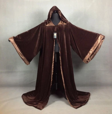 Bata de Terciopelo Halloween Con Capucha Mago Medieval Renacimiento Capa Línea Con Mangas Foto 1 de 4
