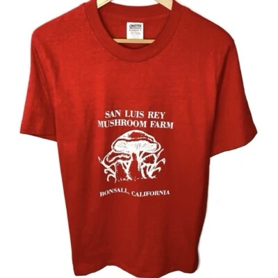 Camiseta Hippie Psicodélica De Colección Años 90 Granja Setas Roja Puntada Única EE. UU. L Foto 1 de 4