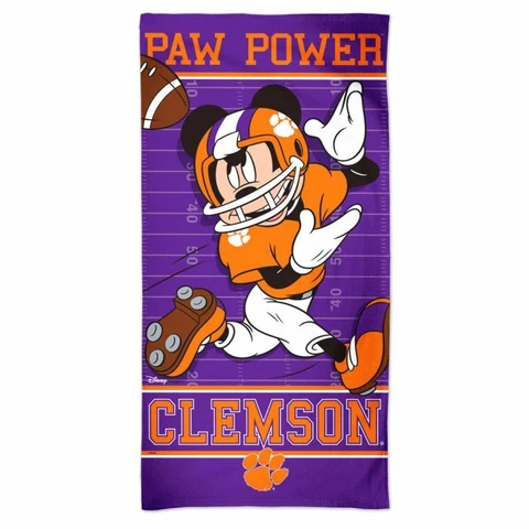 CLEMSON TIGERS MICKEY MOUSE SPECTRA BEACH TOWEL 30"X60" COTTON PLUSH Cover