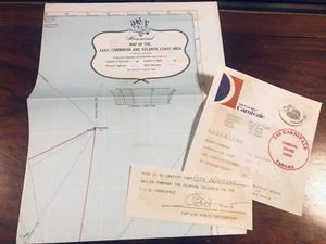 TSS CARNIVALE LETTERHEAD~CAPT. SIGN CERTIFYING SHIP SAILED BURMUDA TRIANGLE &MAP - Picture 1 of 8
