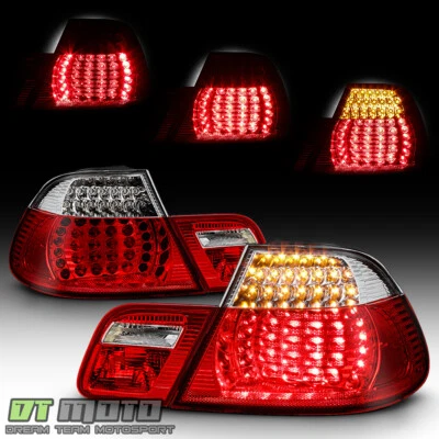 2004-2006 BMW E46 325Ci 330Ci M3 2Dr Coupe Red Clear LED Tail Lights Brake Lamps - Image 1 of 4