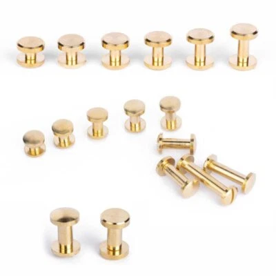 50pcs Stud Bind Rivet Solid Brass Leather Belt Wallet Chicago Screw Nail 4-20mm - Image 1 of 4