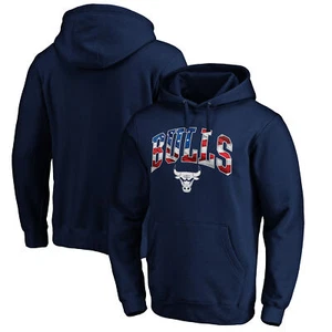 Men's Navy Chicago Bulls Banner Wave Pullover Hoodie - Picture 1 of 3