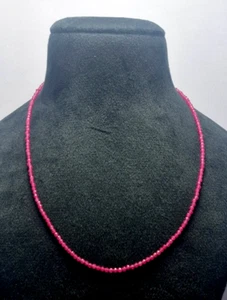 Rose Rubis Gemme 2 MM Rond Perles Facettées 20 " 925 Argent Sterling Collier - Imagen 1 de 12