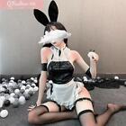Womens Sexy Lolita Bunny Neck Ring Cosplay Costume Set Maid Outfit Apron Dress