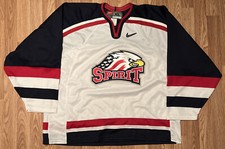 Rare VTG Nike Saginaw Spirit OHL CHL Minor League Hockey Jersey STITCHED XL