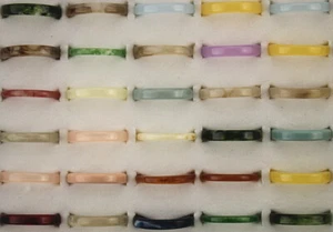 Wholesale Job Lots 60pcs Small Size 17MM Mixed Color Resin Lady Jewelry Rings - Picture 1 of 12