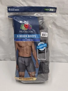 FRUIT OF THE LOOM Men's Boxer Briefs 3XL Tag Free COOLZONE FLY Cotton 6 PACK - Picture 1 of 2