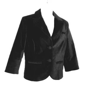 Neu Caslon Blazer Jacke schwarz Blumen gefüttert 3/4 Arm Glitzerknöpfe neu ohne Etikett Gr. M - Bild 1 von 12