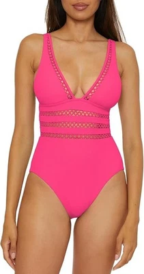 Traje de baño de una pieza BECCA X6916 moderno borde acanalado inserción de ganchillo, punzón, S Foto 1 de 4