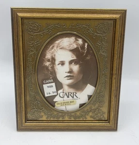 Vtg Carr Brass accent Picture Frame Oval Opening Embossed Scroll USA - Picture 1 of 8