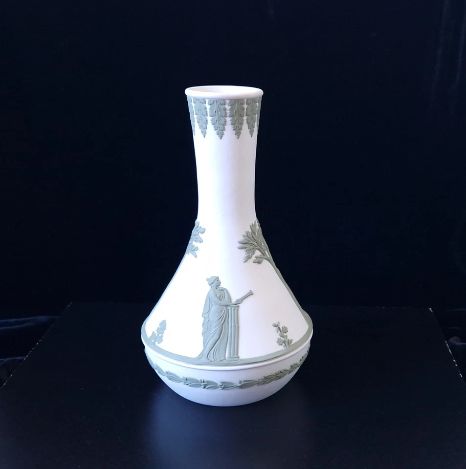 Very Rare Vintage Wedgwood Jasperware Sage on White Neoclassical Parnassus Vase - image 1 of 4