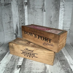 Dows Port Wooden Wine Boxes Vintage Shabby Chic Home Storage / Gift Prop EMPTY - Picture 1 of 16