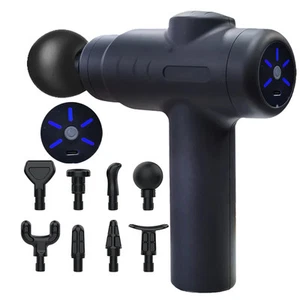 Portable Fascia Gun Impact Muscle Massage Body Back Device USB Charging Black - Picture 1 of 19