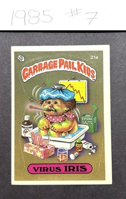 1985 Topps Garbage Pail Kids GPK Card First Series 1 OS1 Matte 21a Virus Iris - Image 1 of 4