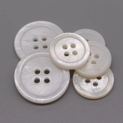22 Pieces Genuine White Shell Buttons for Blazer Coat Suit - Set of 20mm & 15mm  - Image 1 of 2