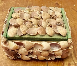 Vintage Muschel besetzt Schmuck Schmuck Schatzkiste, Handarbeit Küste Strand - Bild 1 von 6