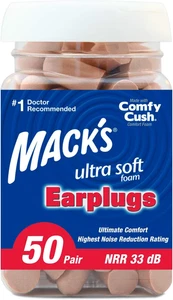 Tapones para los oídos de espuma ultra suave Mack's 50 pares 33 dB más altos sin precio base hechos en EE. UU. - Imagen 1 de 12
