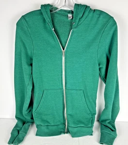 Sudadera con Capucha American Apparel F497 Tri-Blend Cremallera XS Verde - Hecha en EE. UU. - Imagen 1 de 13