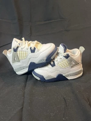 Air Jordan 4 Retro TD Midnight Navy White Cement Shoes Size 6C BQ7670-140 - image 1 of 4
