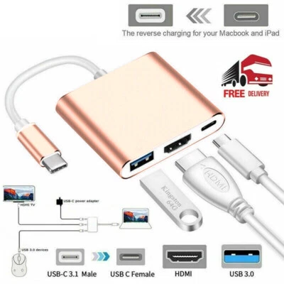 NUEVO USB Tipo C a HDMI HDTV TV Cable Adaptador Convertidor Para USB-C Teléfono Tableta Foto 1 de 4