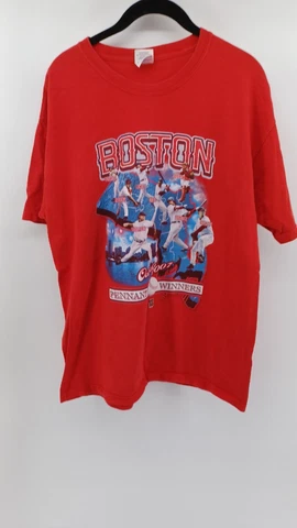 Boston Red Sox Men's T-Shirt Large Baseball Red October 2007 Pennant Winners Cover