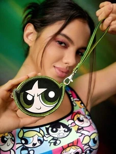New POWER PUFF GIRLS Logo Wrist Coin Purse Bag BUTTERCUP Cosmetic Bag Keychain - Picture 1 of 8