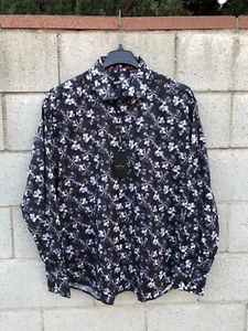 NWT $149 Bertigo Long Sleeve Button Front Shirt Black Floral Sz 3XL - Picture 1 of 9