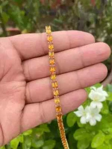 Lab Created Citrine 8Ct Oval Wedding Tennis Bracelet 14K Yellow Gold Plated 7.5" - Picture 1 of 4
