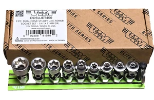Vim Tools 1/4" / 11mm Dual Drive E-Torx Flex / Universal Socket Set #DDSUJET400 - Picture 1 of 3