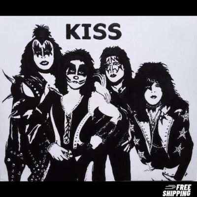KISS BAND Grupo de Música Rock Original Tamaño Mediano Arte Acrílico Pintura a Mano NUEVO Foto 1 de 4