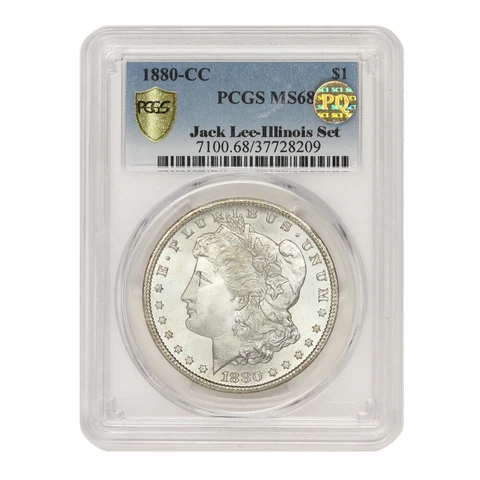 FINEST KNOWN 1880-CC $1 Silver Morgan Dollar PCGS MS68 PQ Approved Illinois Set Cover
