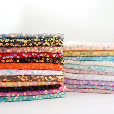 Flower Shaped Sequin Fabric Floral Sparkly Bling Shiny for Dress Background - Image 1 of 4