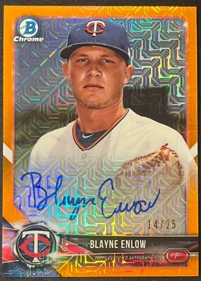 2018 BOWMAN CHROME BLAYNE ENLOW ORANGE REFRACTOR MOJO AUTO #14/25 - Image 1 of 2