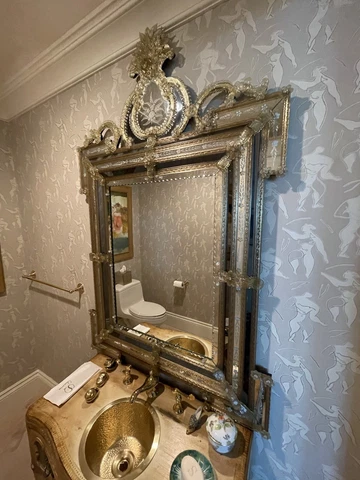 VINTAGE Gorgeous Large VENETIAN ETCHED MIRROR - 47" Tall - PRISTINE Condition Cover