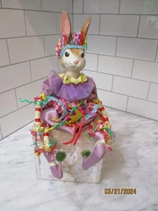 Adorable Katherine's Collection Purple Ribbons Bunny Rabbit Sitter Doll Kleski - Picture 1 of 7