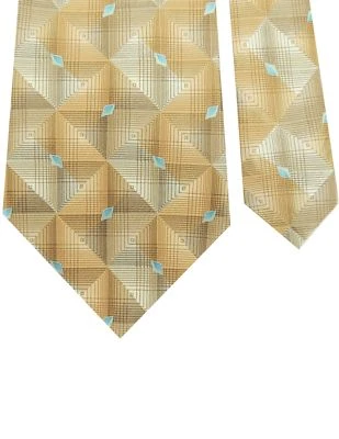 Crazy Horse Men's 100% Silk Knit Plaid Neck Tie Yellow Blue Multi 3 7/8" x 56" - Image 1 of 2